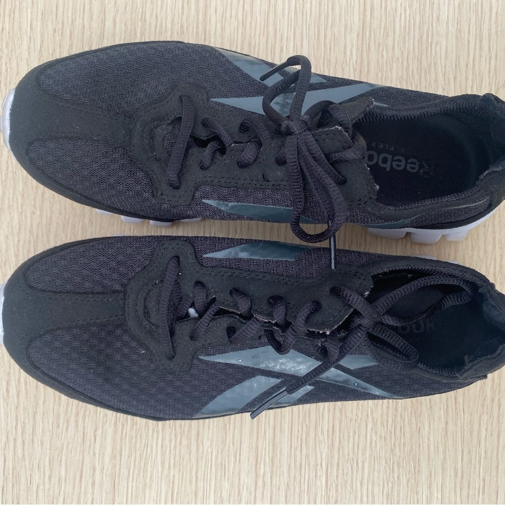 Reebok Black and Gray Athletic Shoes with Breathable Mesh